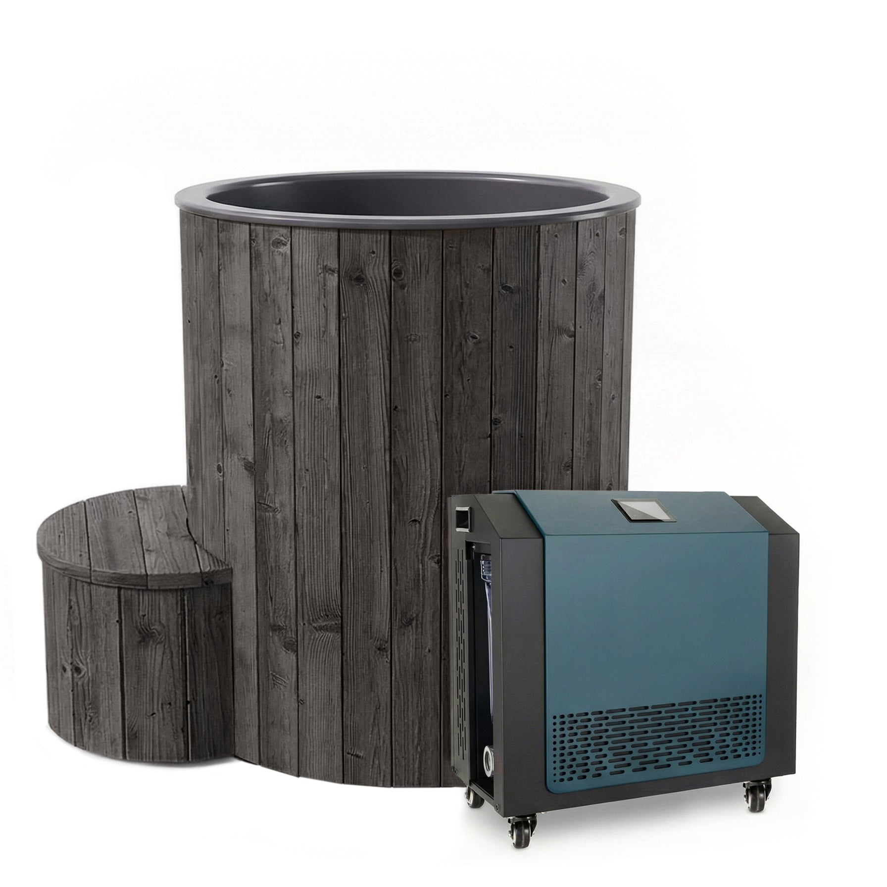 SaunaLife Model S1BC Package 1-Person Immersion Tub and Combination Water Chiller/Heater, Black