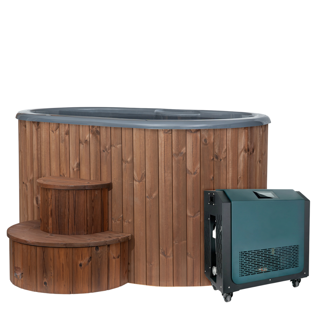 SaunaLife Model S2NC Package 2-Person Immersion Tub and Combination Water Chiller/Heater, Natural
