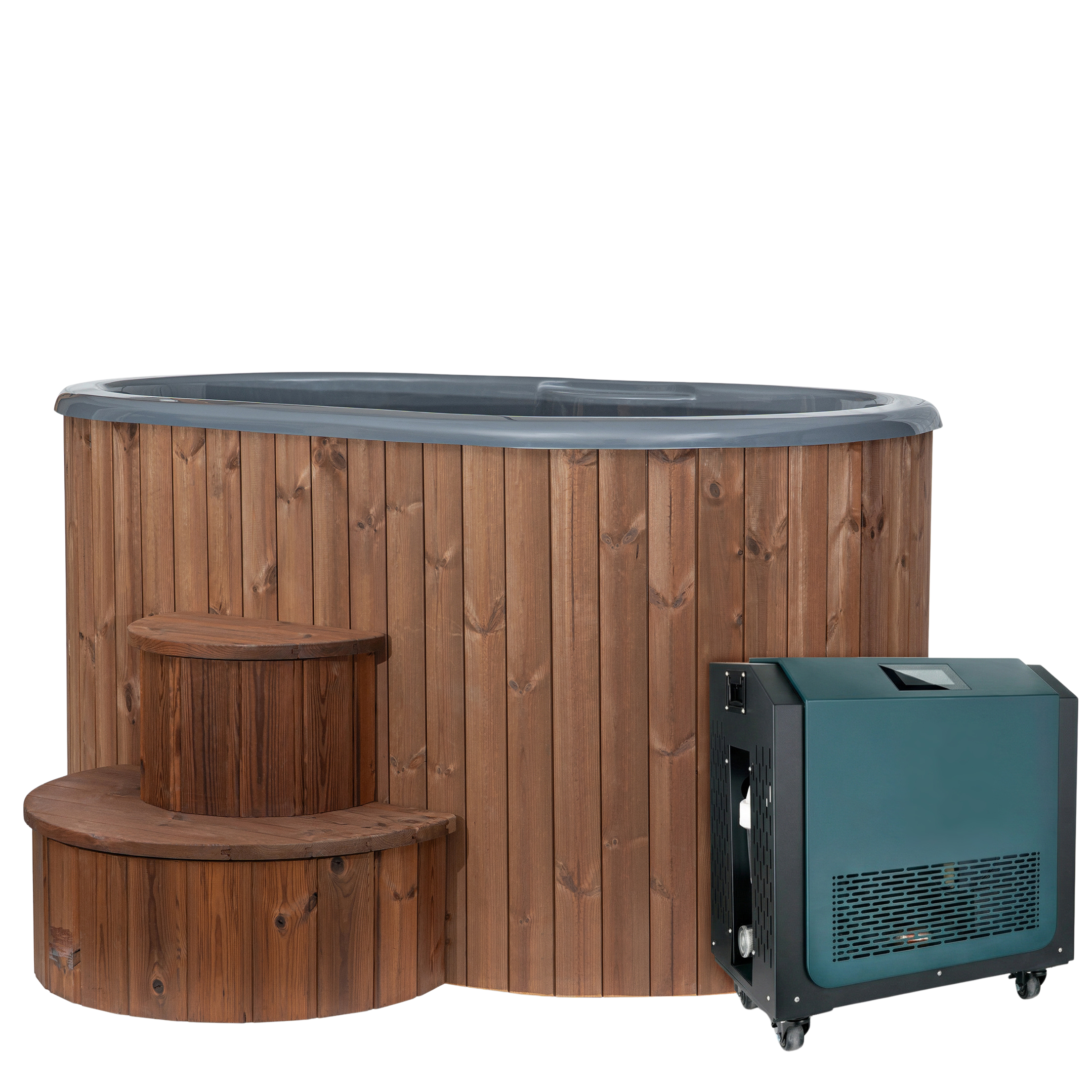 SaunaLife Model S2NC Package 2-Person Immersion Tub and Combination Water Chiller/Heater, Natural