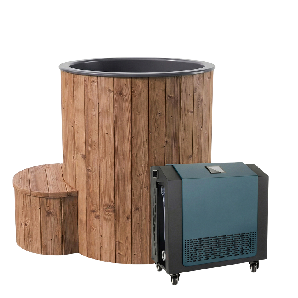 SaunaLife Model S1NC Package 1-Person Immersion Tub and Combination Water Chiller/Heater, Natural