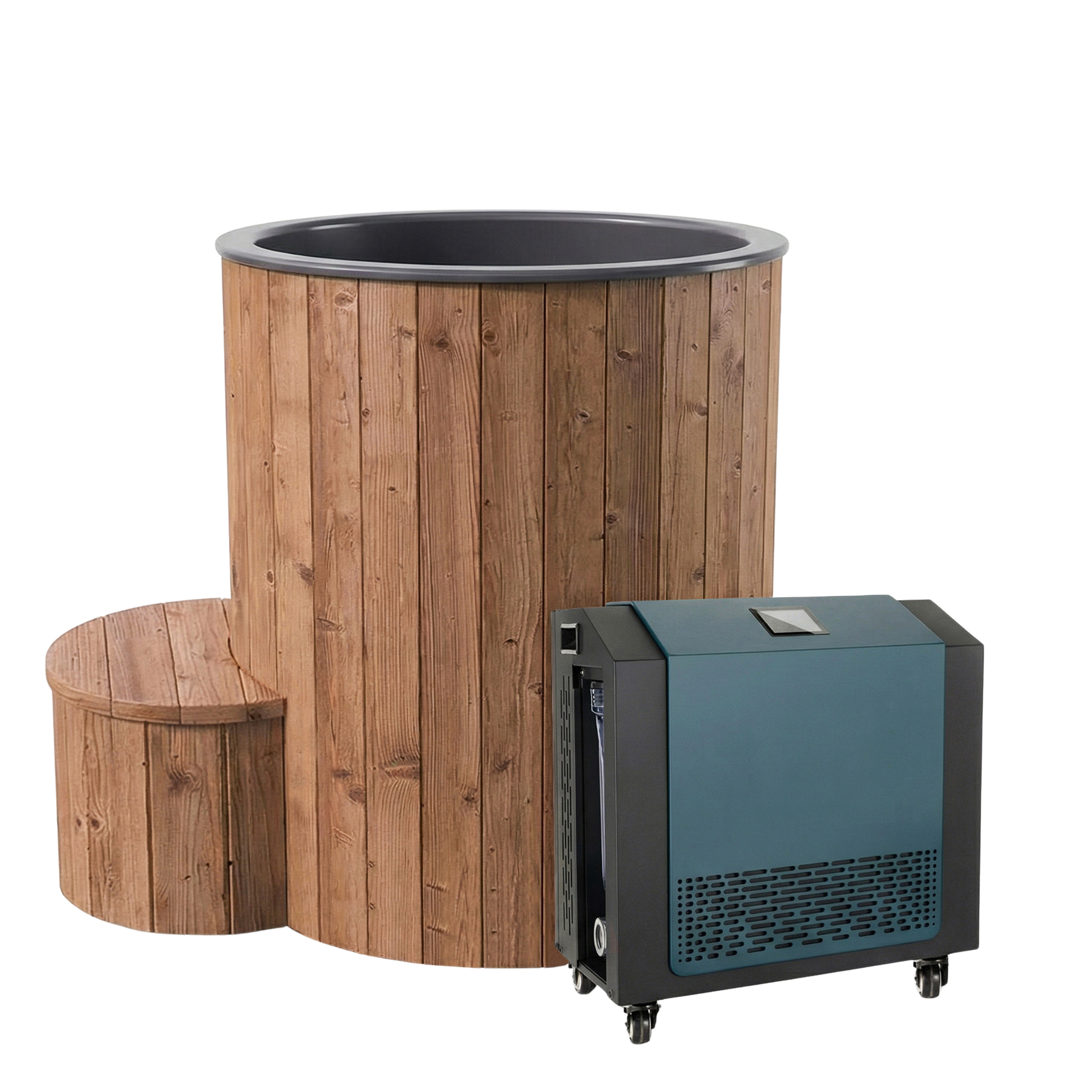 SaunaLife Model S1NC Package 1-Person Immersion Tub and Combination Water Chiller/Heater, Natural