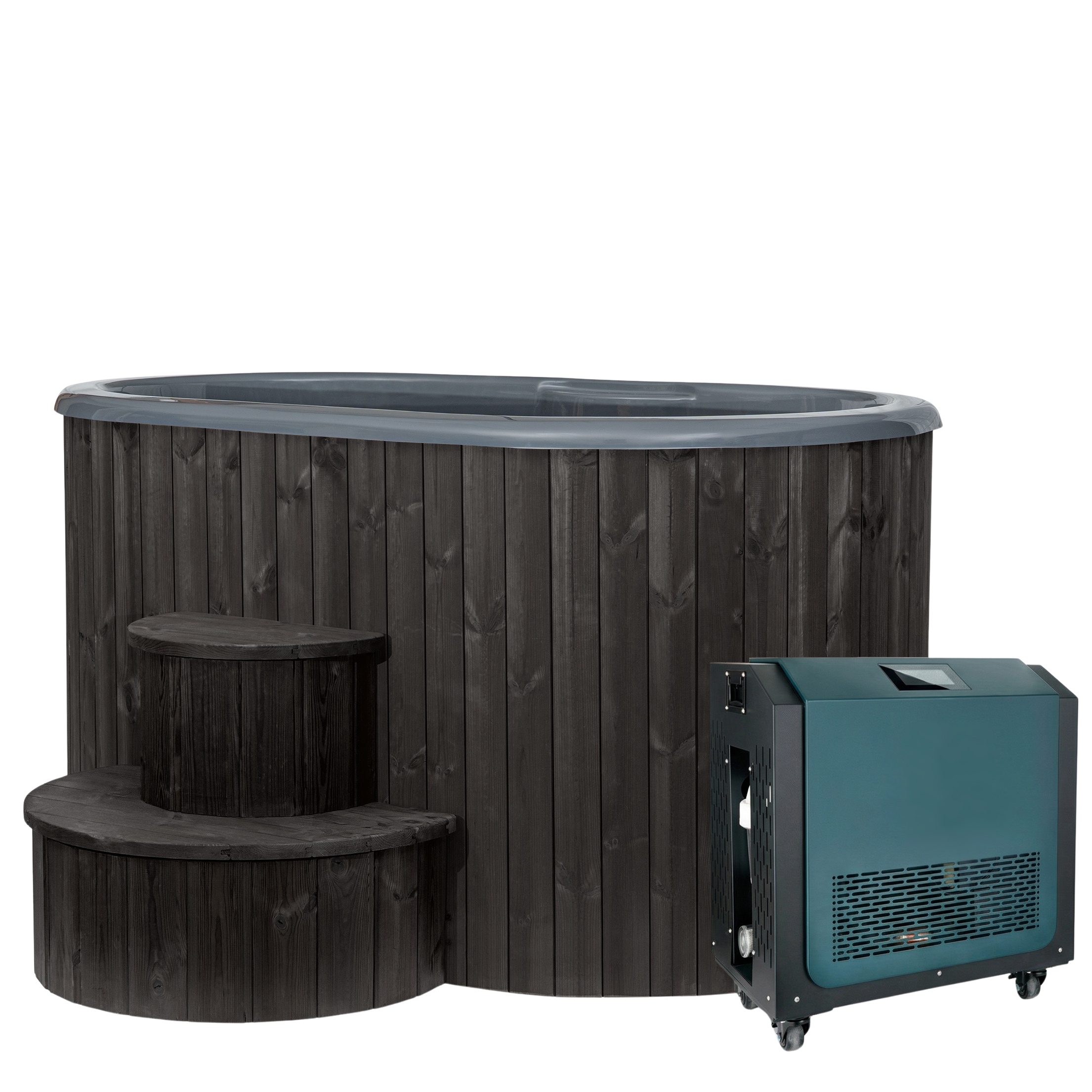 SaunaLife Model S2BC Package 2-Person Immersion Tub and Combination Water Chiller/Heater, Black