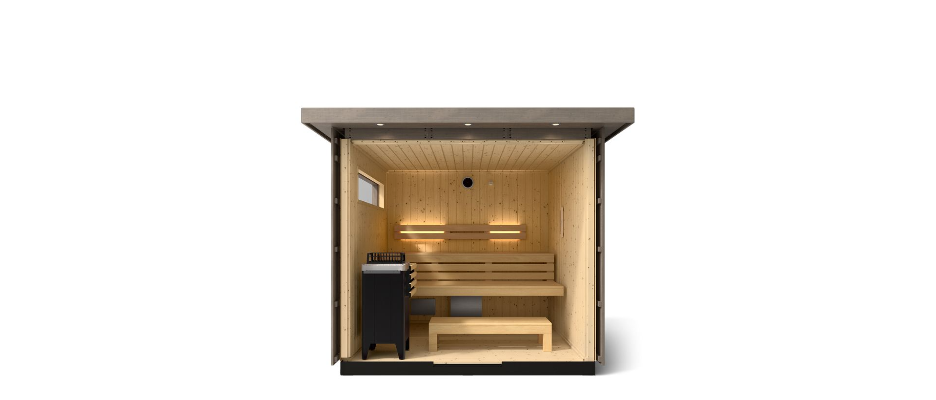 KOHLER C2 - 5 Person Outdoor Sauna Kit (Weathered Grey Spruce)