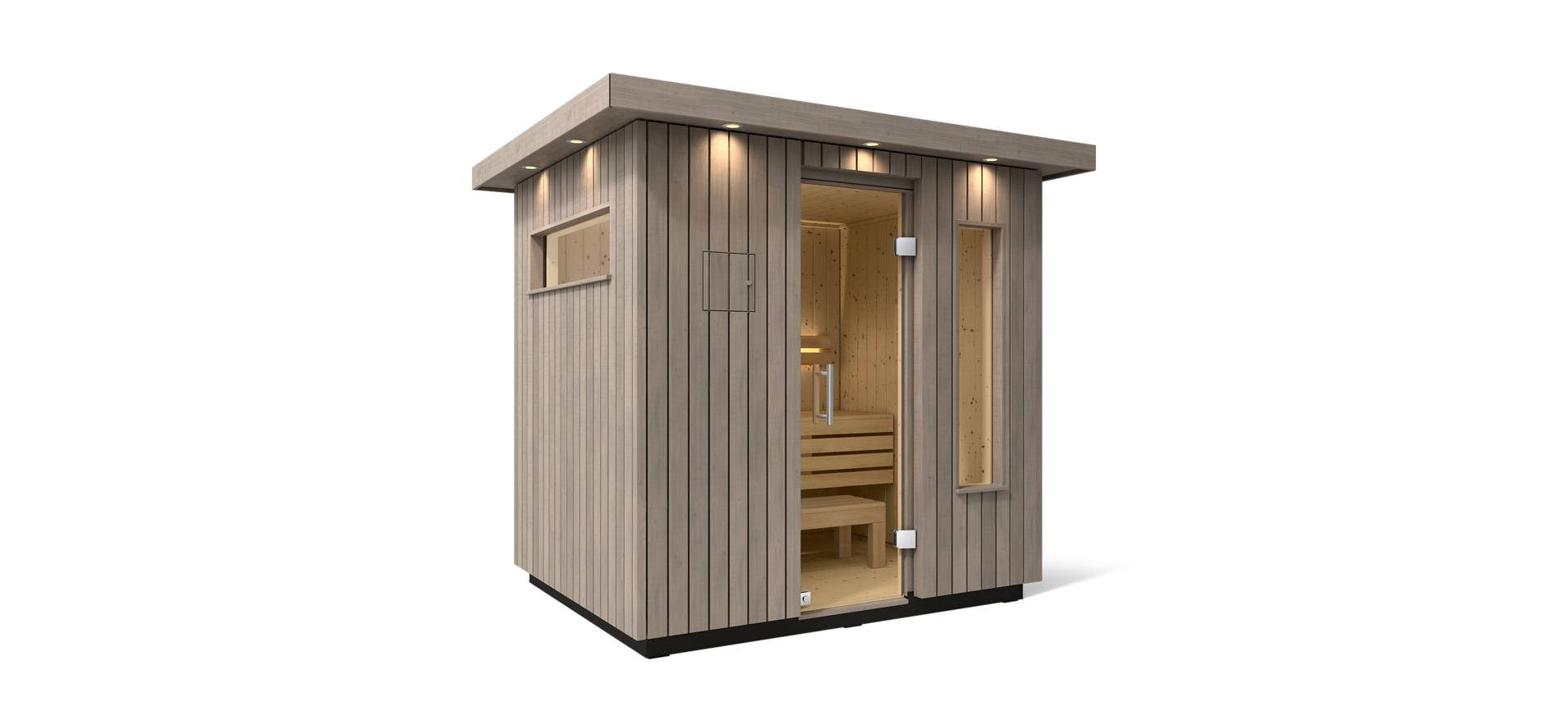 KOHLER C2 - 3 Person Outdoor Sauna Kit (Weathered Grey Spruce)