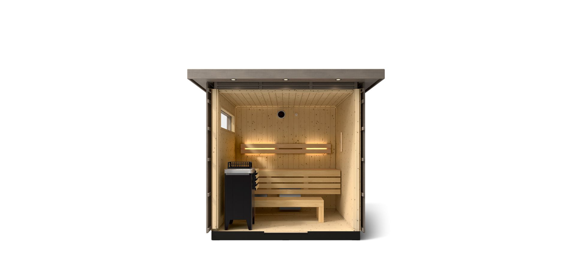 KOHLER C2 - 3 Person Outdoor Sauna Kit (Weathered Grey Spruce)