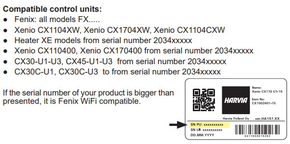 Harvia Fenix WiFi Control