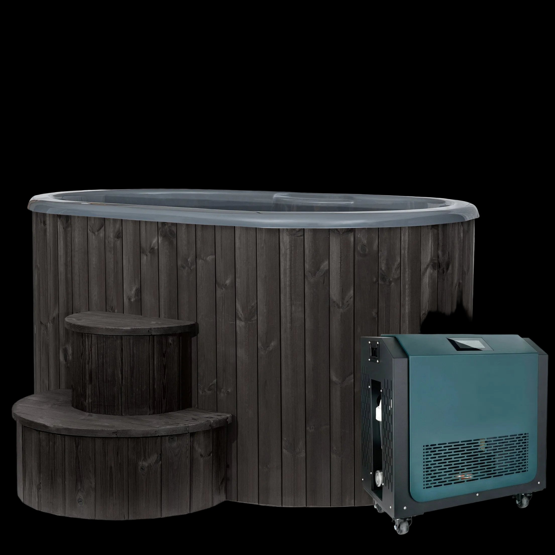 SaunaLife Model S2BC Package 2-Person Immersion Tub and Combination Water Chiller/Heater, Black