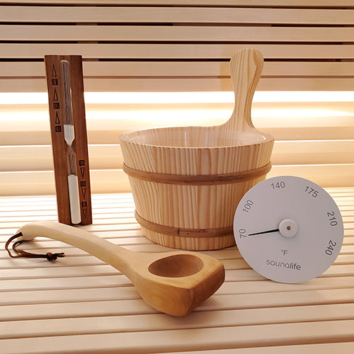 SaunaLife Nordic Ritual Set 1- Ladle, Timer and Thermometer - Sauna Accessory Package