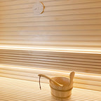 SaunaLife Nordic Ritual Set 4 White - Wooden 1-Gallon Sauna Bucket Set with Wood Ladle and White Thermometer