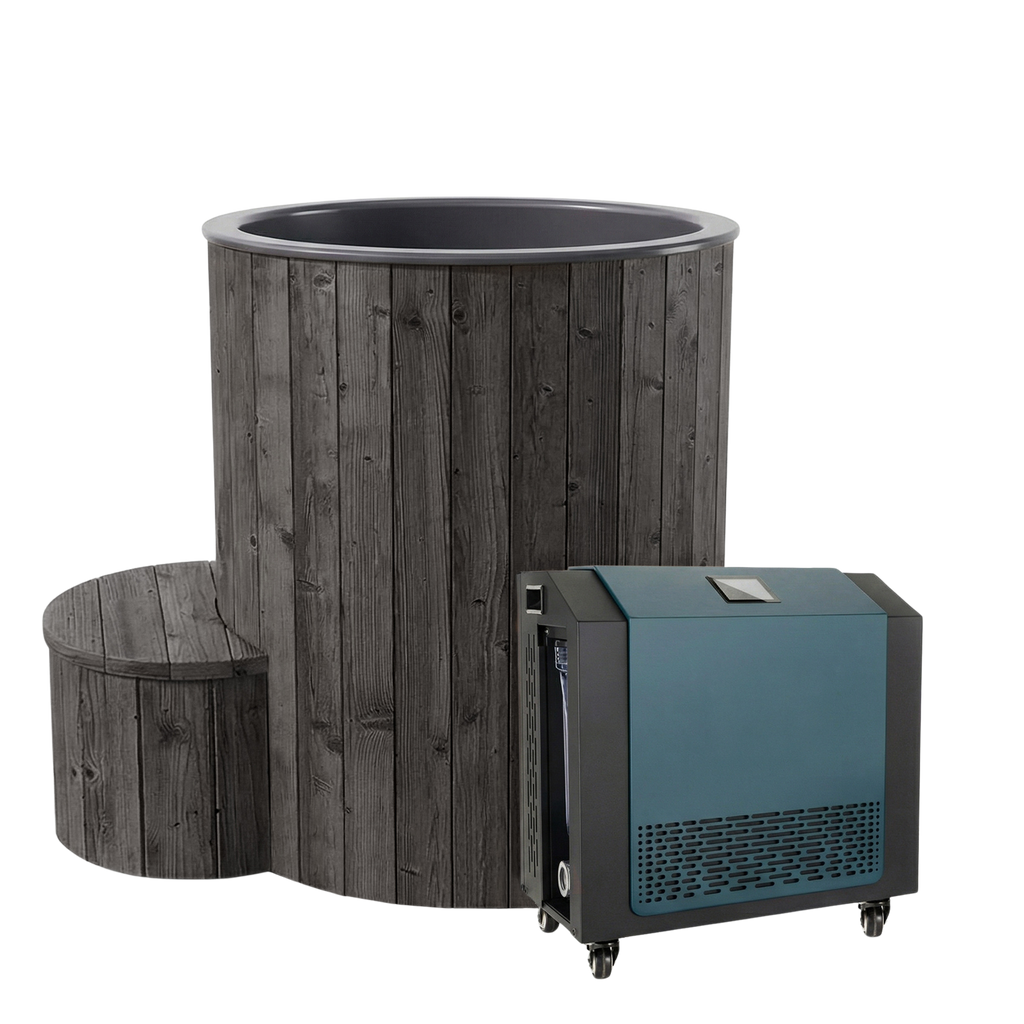 SaunaLife Model S1BC Package 1-Person Immersion Tub and Combination Water Chiller/Heater, Black
