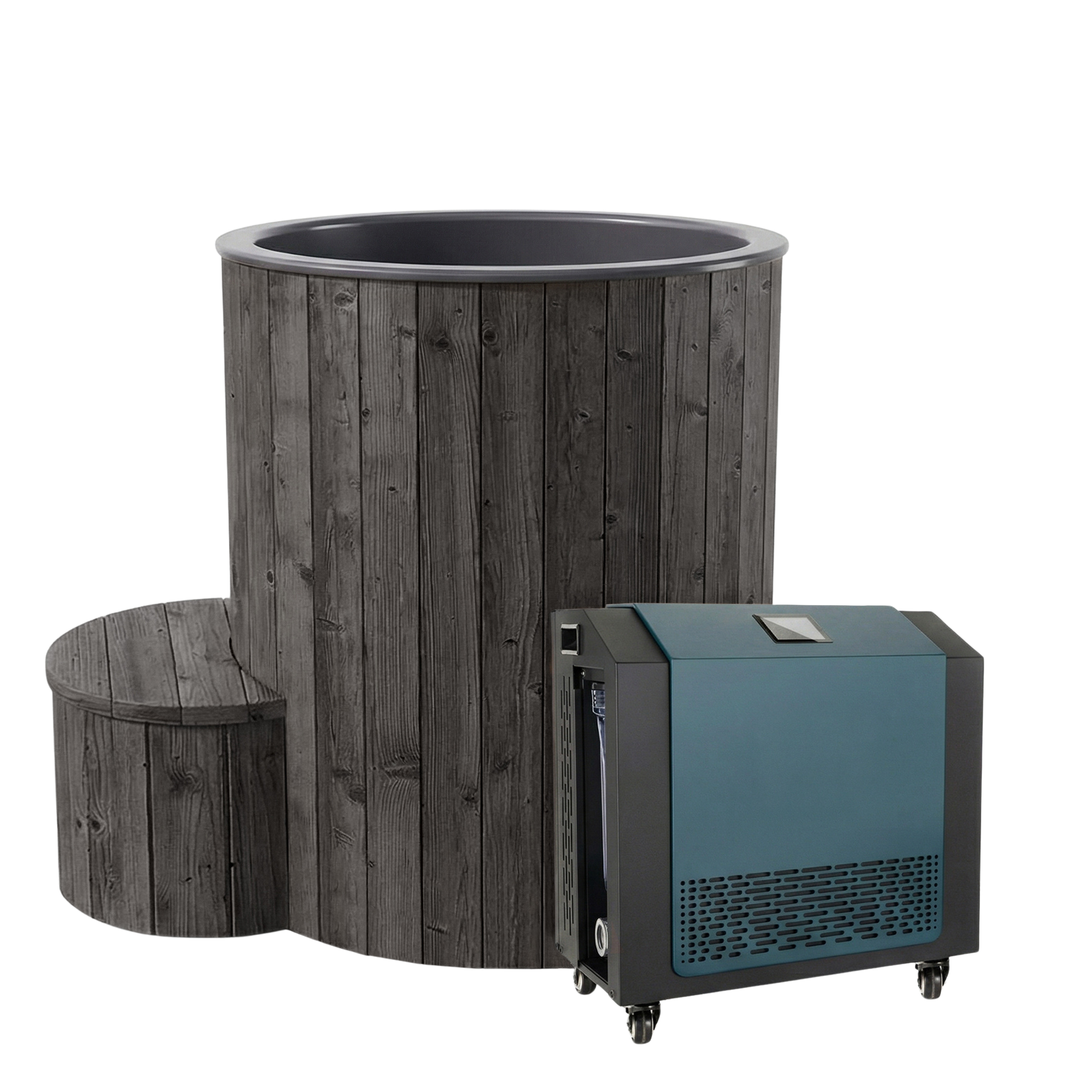 SaunaLife Model S1BC Package 1-Person Immersion Tub and Combination Water Chiller/Heater, Black