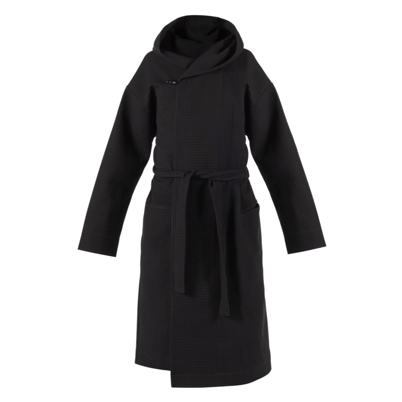 HUUM OVO Sauna Kimono in black waffle cotton